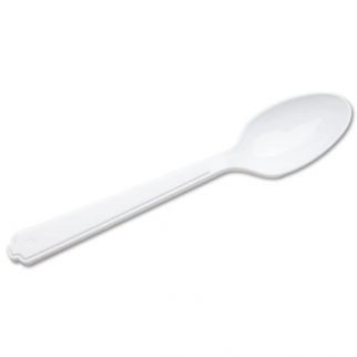 Skilcraft Plastic Flatware, Type Iii, Teaspoon, White, Package Of 100