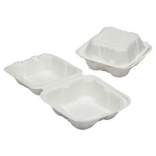Skilcraft Clamshell Hinged Lid Togo Food Containers, 6 X 6 X 3, Box Of 400
