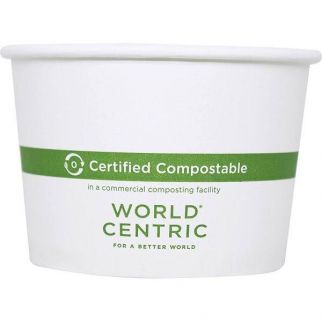 World Centric Paper Bowls, 16 Oz, 4.4" Diameter X 3"H, White, Case Of 500