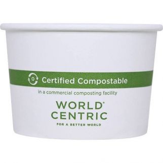World Centric Paper Bowls, 8 Oz, 3.5" Diameter X 2.3"H, White, Case Of 1000