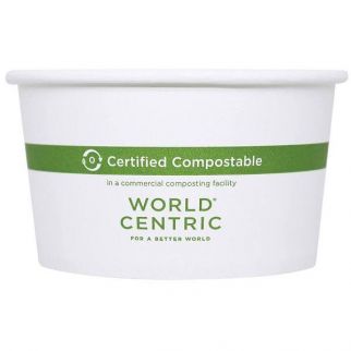 World Centric Paper Bowls, 12 Oz, 4.5" Diameter X 2.5"H, White, Case Of 500