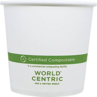 World Centric Paper Bowls, 24 Oz, 4.4" Diameter X 4.4"H, White, Case Of 500