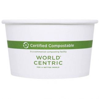 World Centric 12 Oz. White Hot Bowl Paper W/ Bio Lining (500-Case)