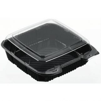 Polar Pak 9x9 Black Clamshell Container With Clear Lid Case Of 200
