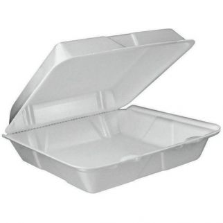 Dart White Large Hinged Containers With Removable Lid 1-Compartment (200-Case)