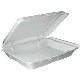 Dart Large White Hinged Containers W/ Lid 1-Compartment (200-Case)