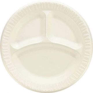 Dart 9 In. White Compartmented Laminated Quiet Classic Plate (500-Case)