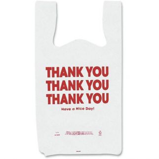 Cosco 11 In. X 22 In. White Thank You Printed Plastic Bags (250-Pack)