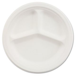 Chinet® White Paper Round 3-Compartment Dinnerware Plate 10-1/4" Pack Of 500